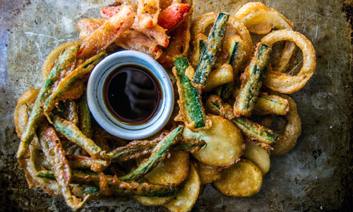 Vegetable Tempura on a plate